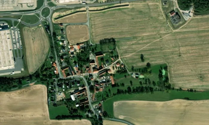 kaple svatého Václava a svatého Vojtěcha – letecký pohled