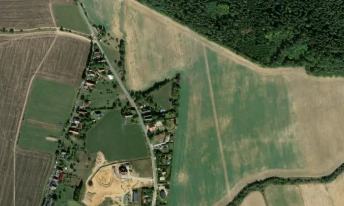 kaple ve Volduchách – letecký pohled