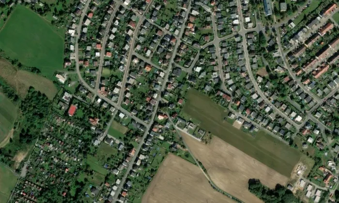 Kaplička pod Vinnou horou – letecký pohled