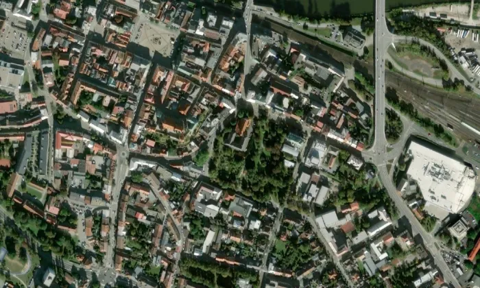 Kapucínský klášter (Kolín) – letecký pohled