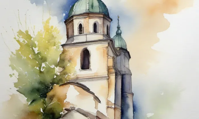 Katedrála svatého Bartoloměje – akvarel