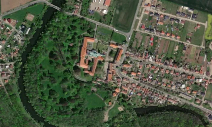 Klášter Doksany – letecký pohled