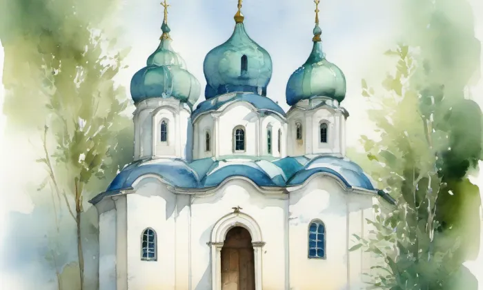 Klášter Hradiště – akvarel
