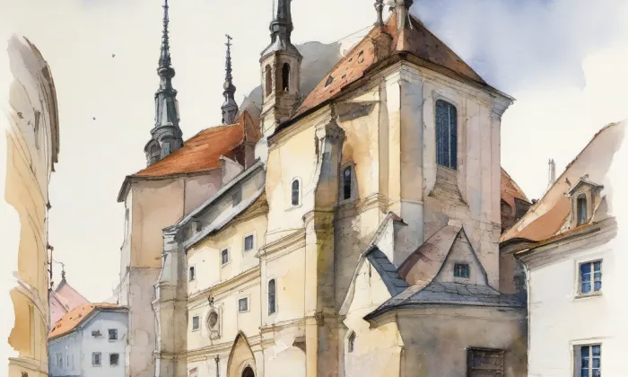 Klášter kapucínů na Hradčanech – akvarel