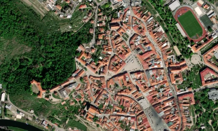 Klášter klarisek ve Znojmě – letecký pohled