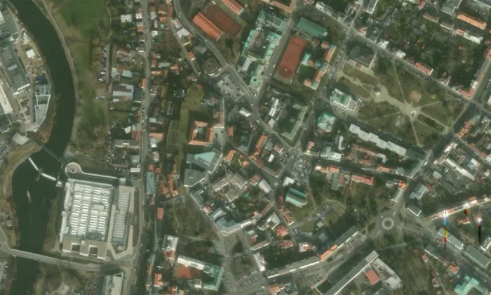 klášter minoritů v Mladé Boleslavi – letecký pohled