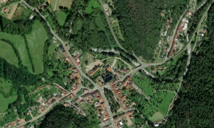Klášter v Doubravníku – letecký pohled
