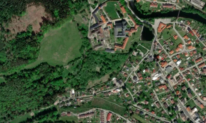Klášterní mlýn (Vyšší Brod) – letecký pohled
