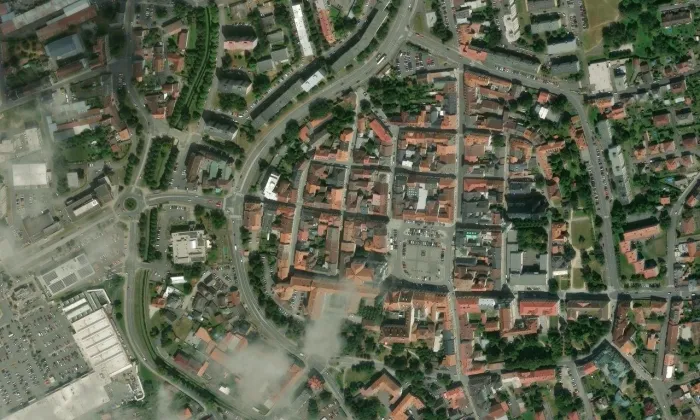Klatovské katakomby – letecký pohled