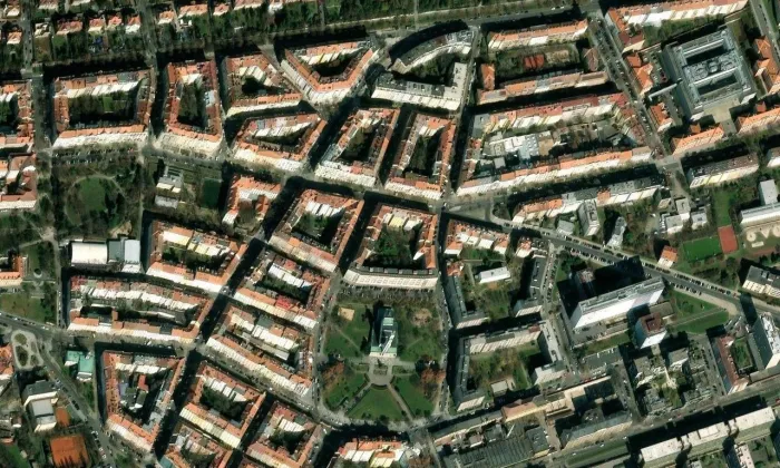 Kodaňská – letecký pohled