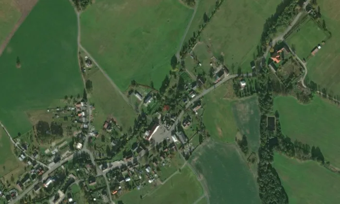 kostel Jména Panny Marie (Černá Voda) – letecký pohled