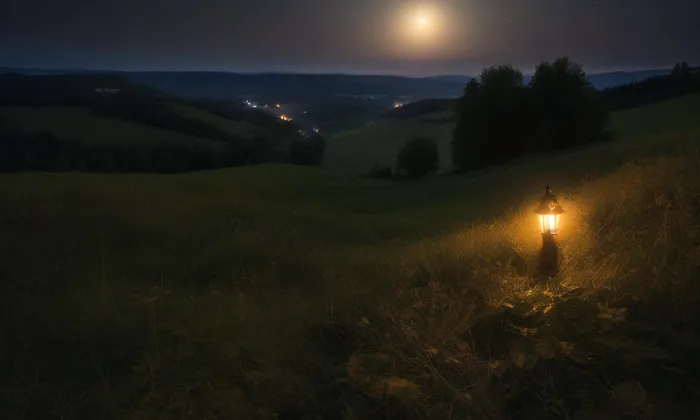 Kostel Nalezení svatého Kříže (Rybí) – noc