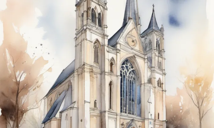 Kostel Nalezení svatého Kříže v České Lípě – akvarel