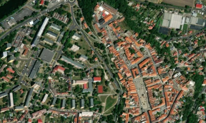 Kostel Nanebevzetí Panny Marie (Žatec) – letecký pohled