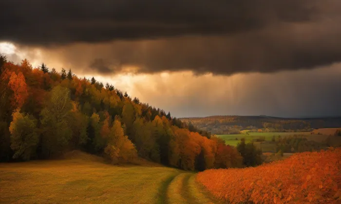 Kostel Nanebevzetí Panny Marie (Únětice) – autumn