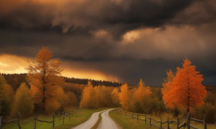 Kostel Nanebevzetí Panny Marie (Bošín) – autumn
