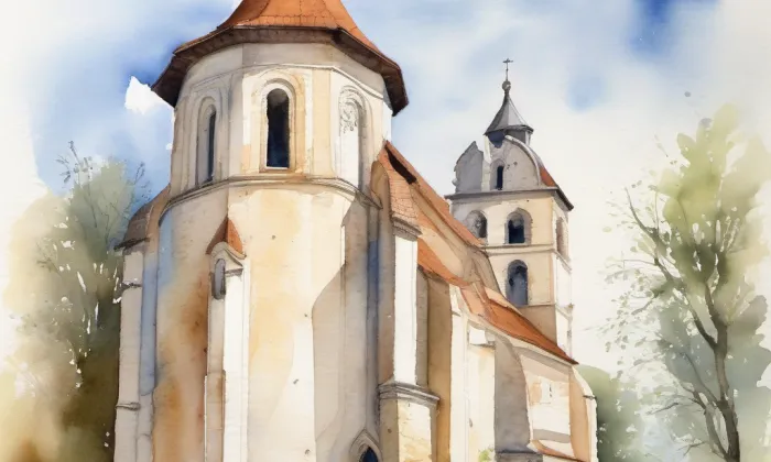 Kostel Nanebevzetí Panny Marie (Libčany) – akvarel