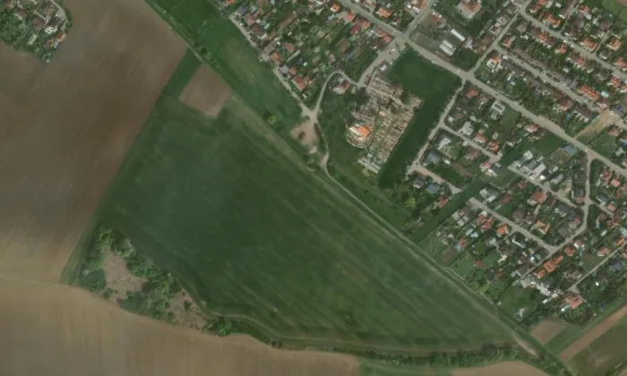 kostel Nanebevzetí Panny Marie (Troubsko) – letecký pohled