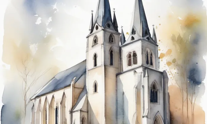 kostel Nanebevzetí Panny Marie ve Valticích – akvarel