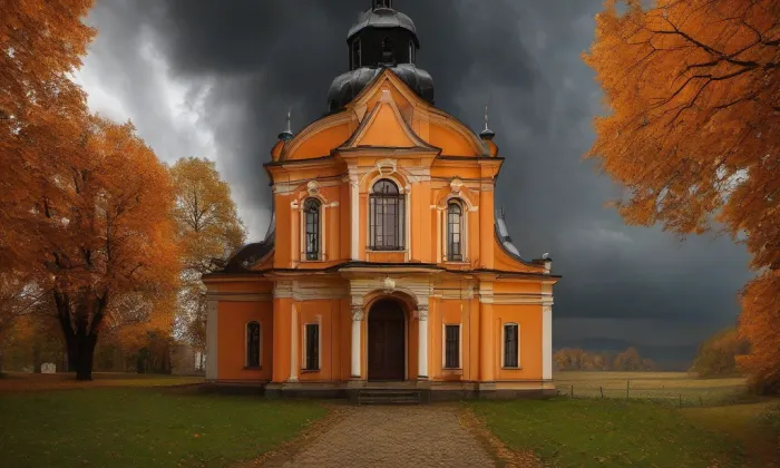 kostel Narození Panny Marie (Kotouň) – autumn