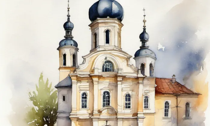 kostel Narození Panny Marie (Opatovec) – akvarel