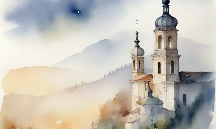Kostel Narození svatého Jana Křtitele (Proboštov) – akvarel