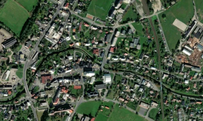 Kostel Navštívení P. Marie – letecký pohled
