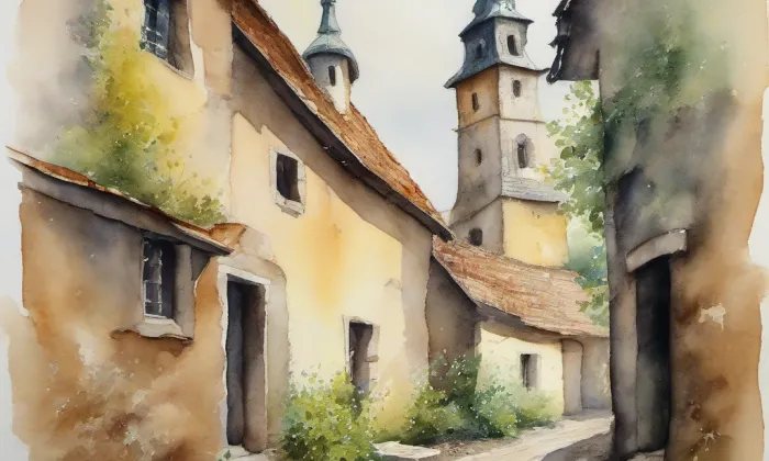 Kostel Navštívení Panny Marie (Horní Vítkov) – akvarel