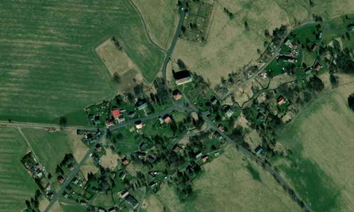 Kostel Navštívení Panny Marie (Lobendava) – letecký pohled