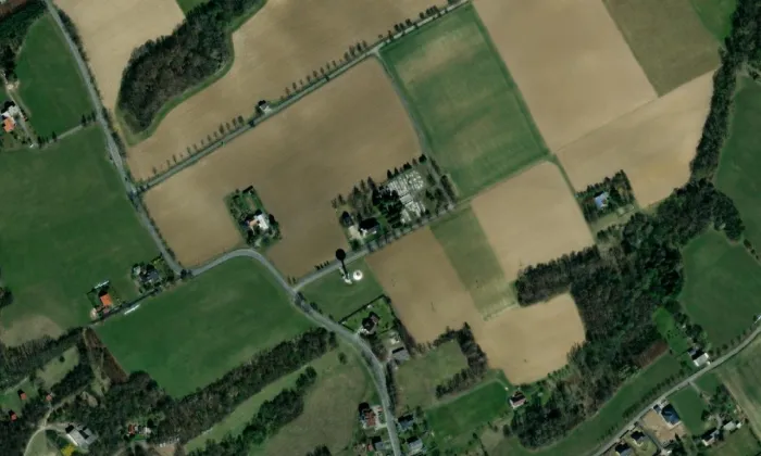kostel Navštívení Panny Marie (Soběšovice) – letecký pohled
