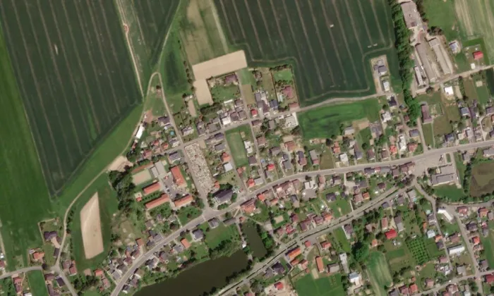 kostel Nejsvětější Trojice (Bohuslavice) – letecký pohled