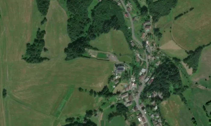 Kostel Nejsvětější Trojice (Kopřivná) – letecký pohled