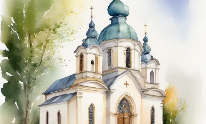 Kostel Nejsvětější Trojice (Litíč) – akvarel