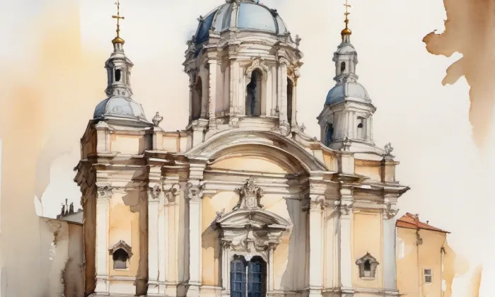 Kostel Nejsvětější Trojice (Nové Sedliště) – akvarel