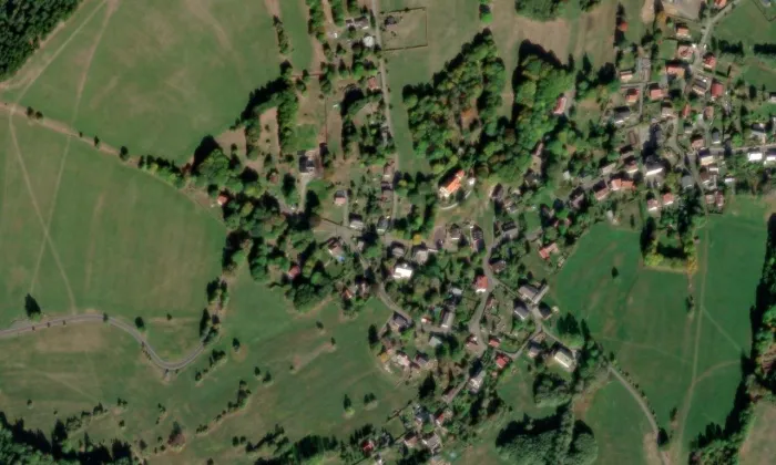 Kostel Nejsvětější Trojice (Polevsko) – letecký pohled