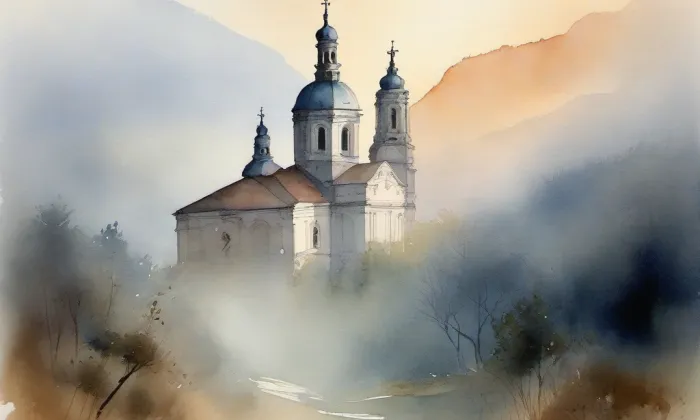 Kostel Nejsvětější Trojice (Střekov) – akvarel