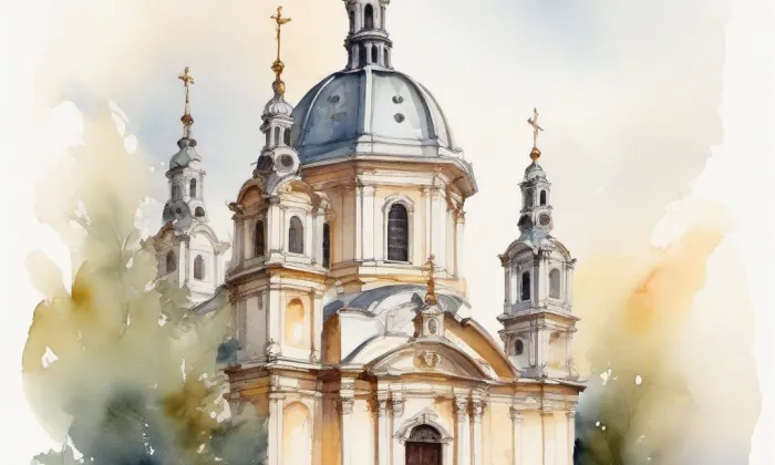 Kostel Nejsvětější Trojice (Suchdol nad Odrou) – akvarel