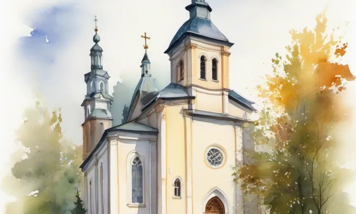 Kostel Nejsvětějšího Srdce Ježíšova (Jablonec nad Nisou) – akvarel