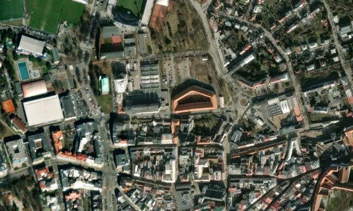 Kostel Neposkvrněného početí Panny Marie (Olomouc) – letecký pohled