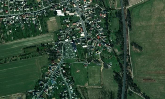 Kostel Neposkvrněného početí Panny Marie (Zvole) – letecký pohled