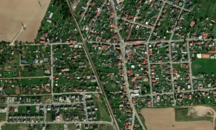 Kostel Panny Marie Královny Andělů – letecký pohled