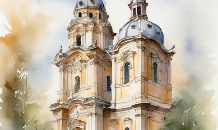 Kostel Panny Marie Pomocné (Teplice nad Metují) – akvarel