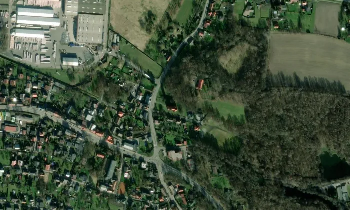 Kostel Panny Marie Sedmibolestné (Skřečoň) – letecký pohled