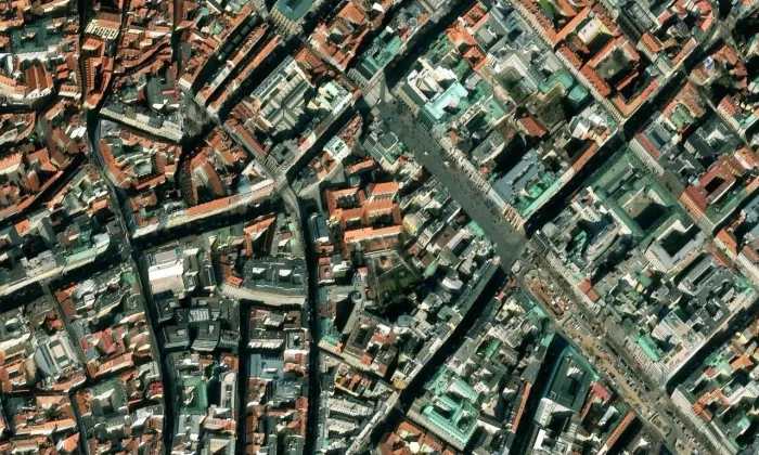 Kostel Panny Marie Sněžné (Praha) – letecký pohled