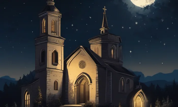 kostel Panny Marie Vítězné (Moravský Žižkov) – noc