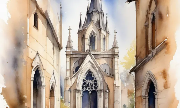 kostel Povýšení svatého Kříže (Chotíkov) – akvarel
