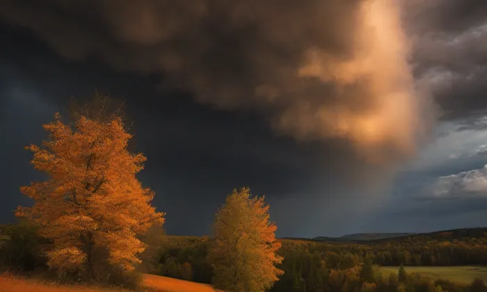 Kostel Povýšení svatého Kříže (Vinoř) – autumn