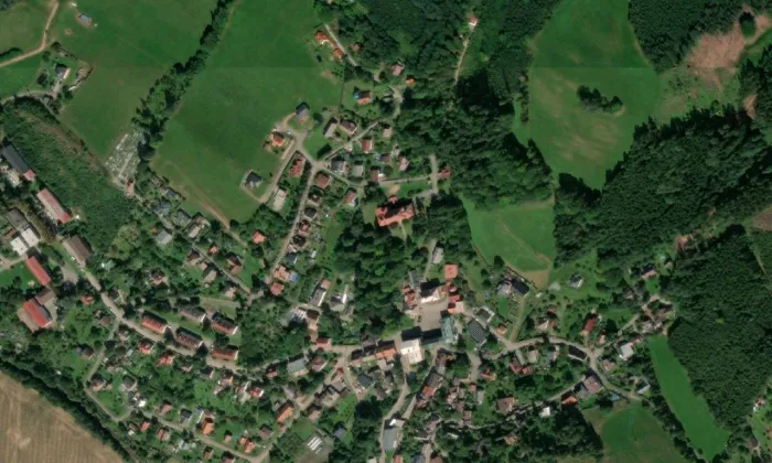 Kostel Sedmi radostí Panny Marie – letecký pohled