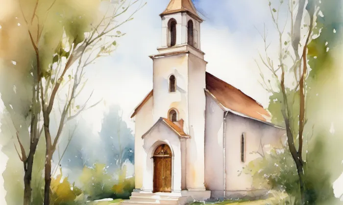 Kostel Slezské církve evangelické – akvarel