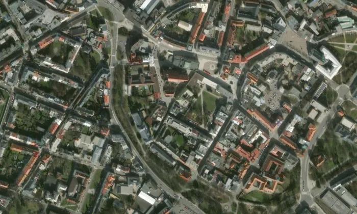 Kostel svaté Alžběty (Opava-Město) – letecký pohled